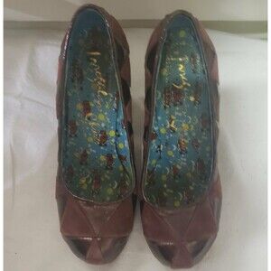 Irregular Choice Chunky Platform Heels brown suede and brown Lamé 
S6 
Preowned